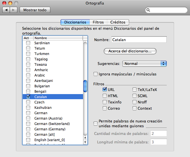 Pestanya diccionaris